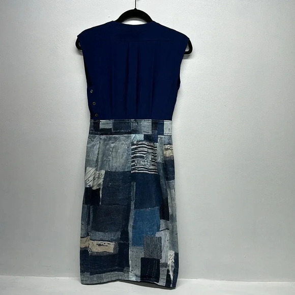 Altuzarra Dress Sleeveless Midi Patchwork Denim Print Blue IT Size 38 US XS 2 - Picture 7 of 15